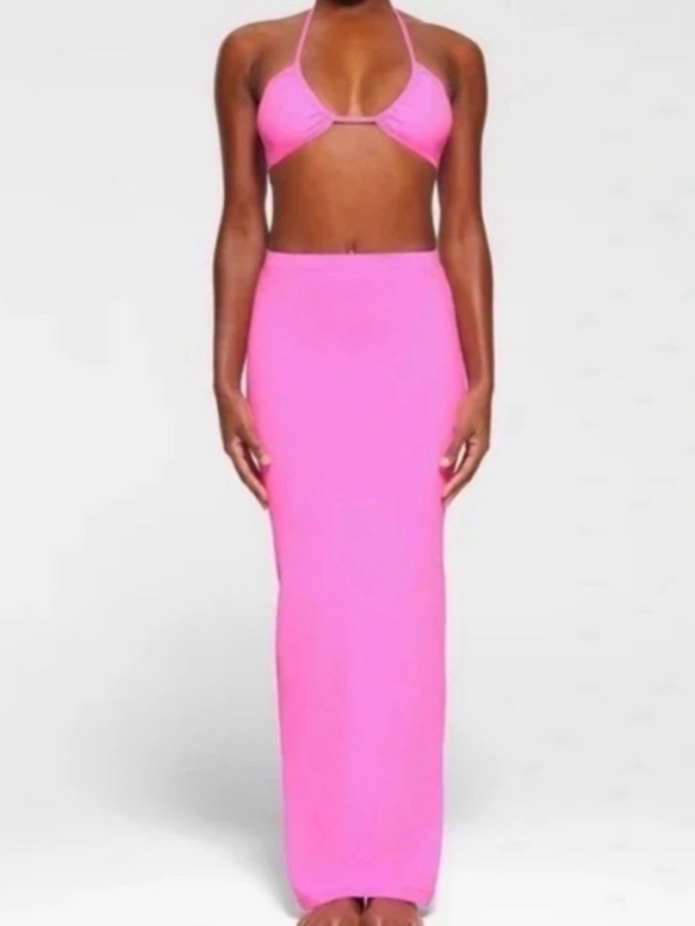 NWT SKIMS Recycled Swim Cut Out Tube Maxi Skirt 2X Taffy Pink Sold Out